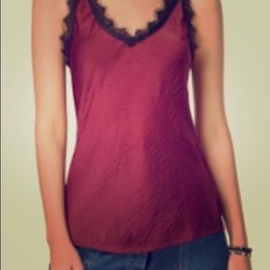 Beautiful Wine Red and Black Lace Satin tank